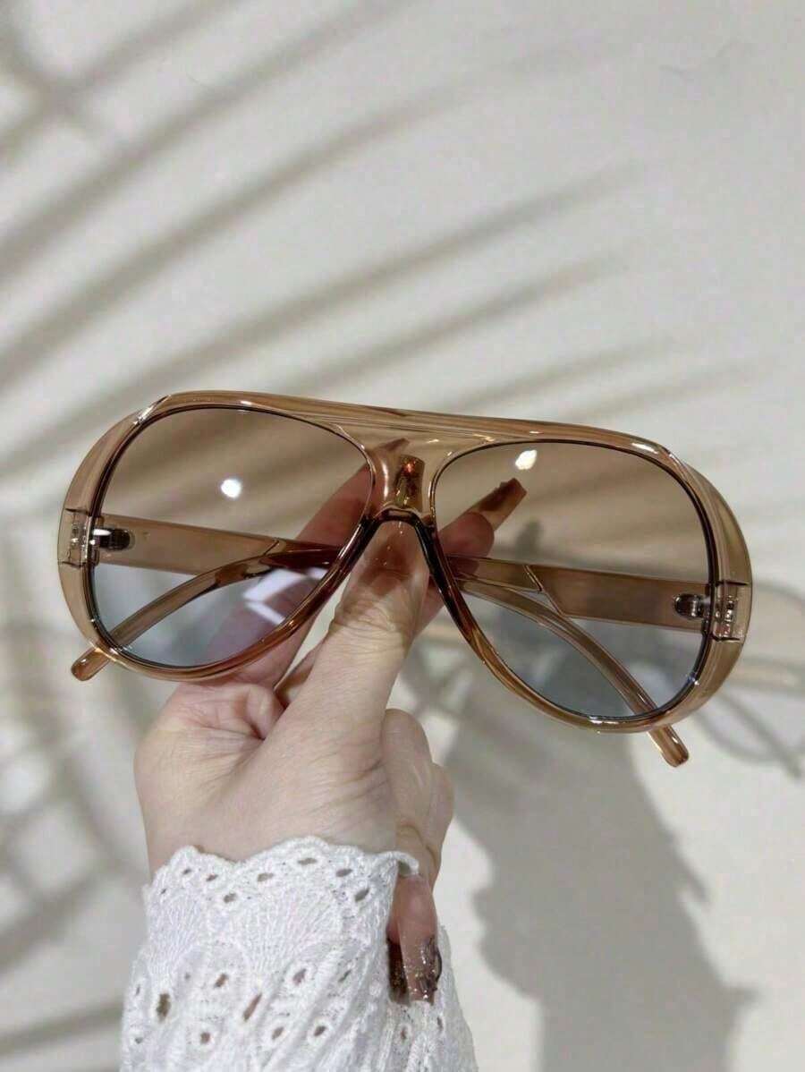 Sunglasses Oversized Square - 1 ピース真新しいレトロデザインの特大スクエアファッションメガネ、ハイエンドストリートスタイルパーティーフェスティバルデイリーカジュアルメガネ