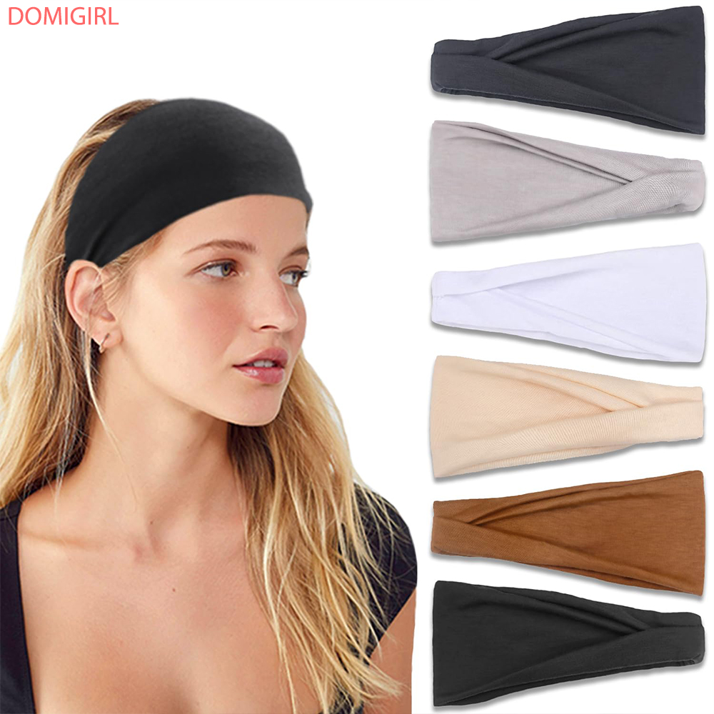 Women'S Yoga Accessories - 新しいソリッドカラーの弾性ヘアバンドヨガエクササイズ吸汗ヘッドバンド綿ヘアフープ女性男性スポーツヘアアクセサリー