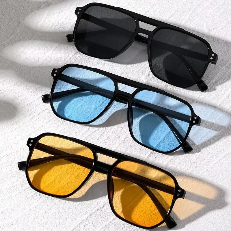 Sunglasses Oversized Square - ヴィンテージ男性女性ビッグサングラス男性スクエアシェードユニセックスサングラス黒レンズ男性女性サングラス UV400 メガネ