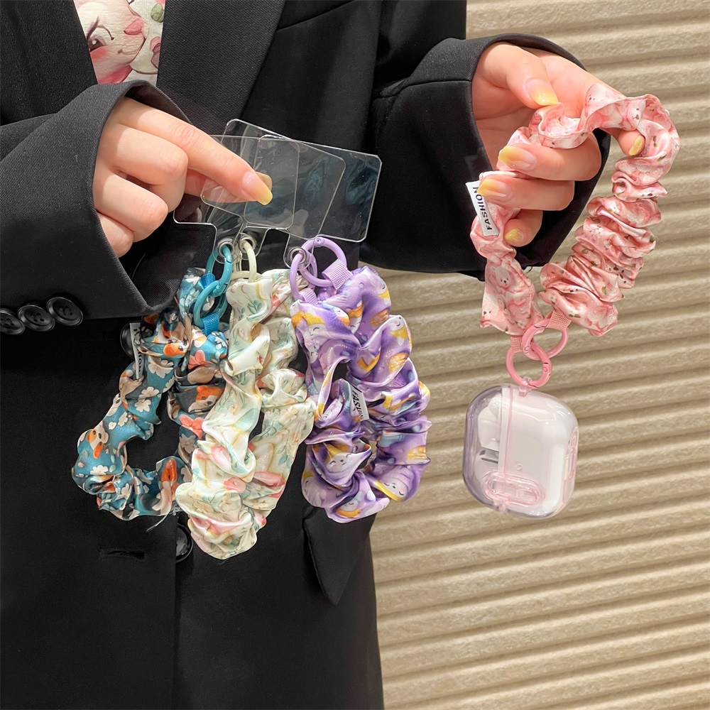 Women'S Keychain Accessories - 女性用シルクサテンシュシュ、ユニバーサルフォンストラップ（クリップ付き）、リストストラップ、落下防止チェーン（キーホルダー、イヤホン用）