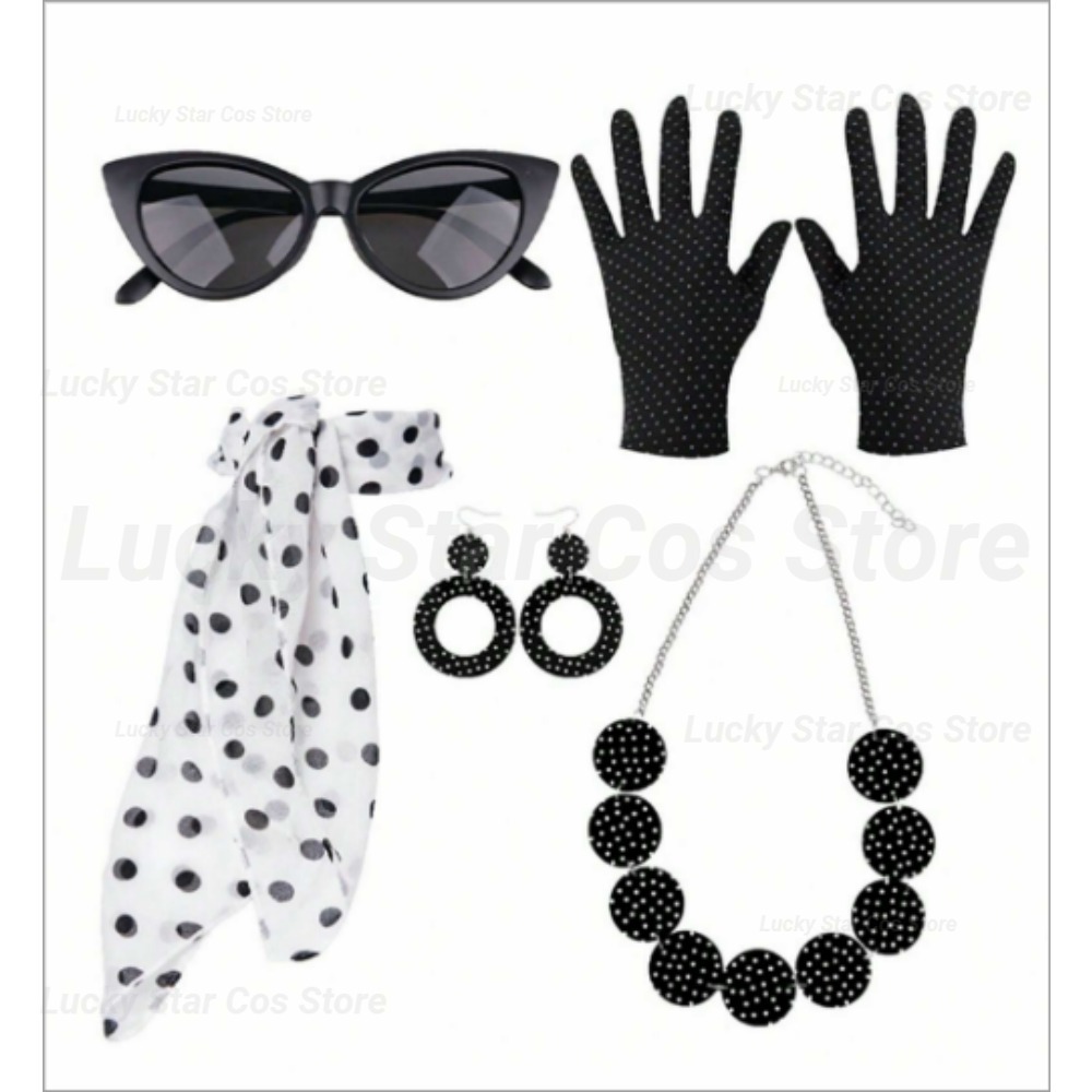 Women'S Accessories In The 1950S - 50年代レトロコスチュームアクセサリー水玉模様赤黒スタイルヴィンテージ衣装1950年代テーマパーティーコスプレ用