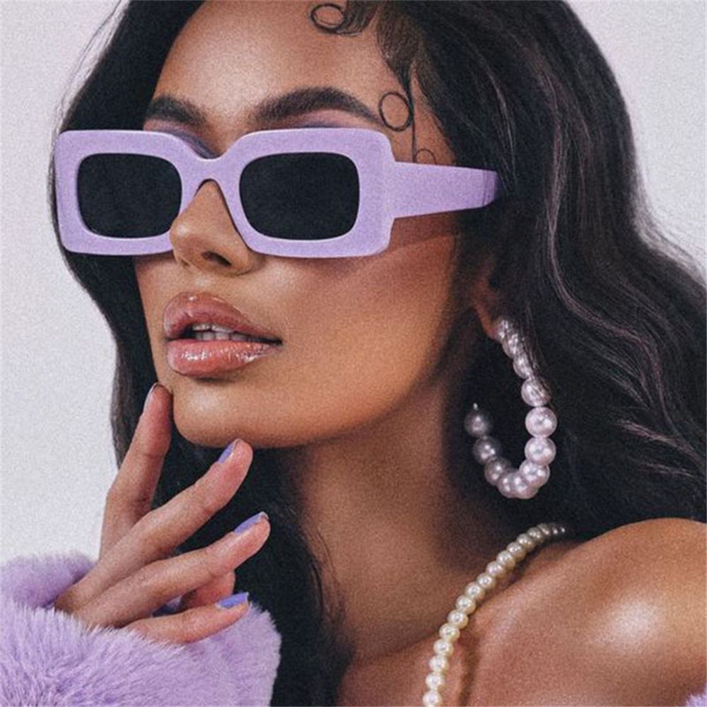 Sunglasses Oversized Square - 女性のファッションサングラス,大きな長方形のフレーム,ヴィンテージ,紫色の正方形,2023
