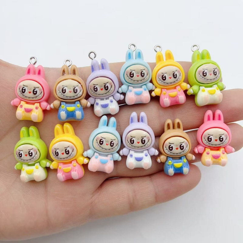 Women'S Keychain Accessories - 10 個かわいいウサギイチゴハウス樹脂チャーム素敵な漫画の動物ペンダントイヤリングキーホルダー DIY ジュエリーメイク用