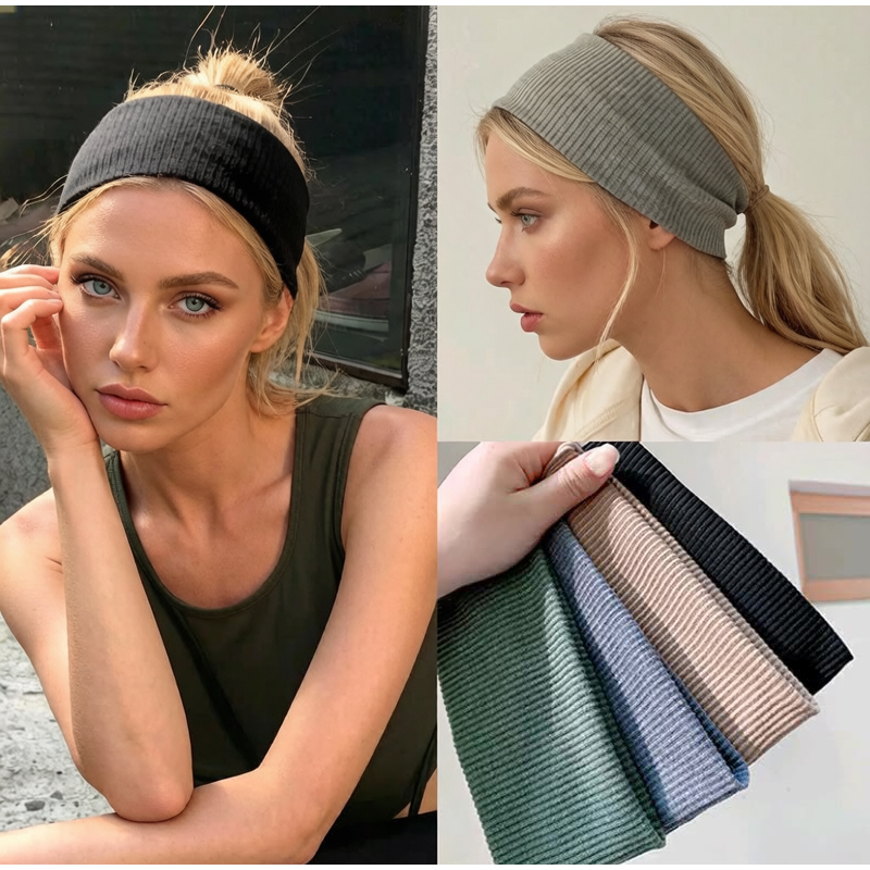 Women'S Yoga Accessories - 4/5/7 個シンプルなソリッドカラーの弾性ヘアネクタイセットかわいい洗顔メイクアップヘッドバンドレトロヨガヘッドバンド多用途ヘアアクセサリー