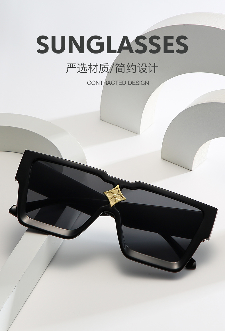 Sunglasses Oversized Square - 男性と女性のトレンド新しいラージフレーム日焼け止めサングラスパーソナライズされたダズルカラースクエアサングラスファッションスターネットレッド