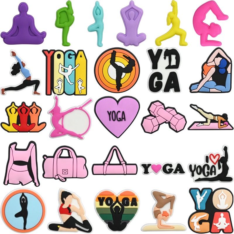 Women'S Yoga Accessories - 1-26 個ヨガアサナ PVC シューズチャームアイラブヨガスポーツデザイナーシューズ装飾フィット女性誕生日ギフト