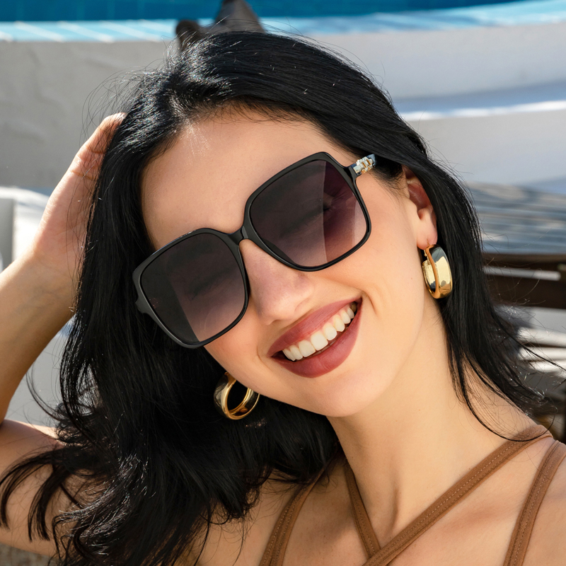 ファッションスクエアトレンディサイクリングサングラス女性ビッ - Sunglasses Oversized Square のレビューと価格