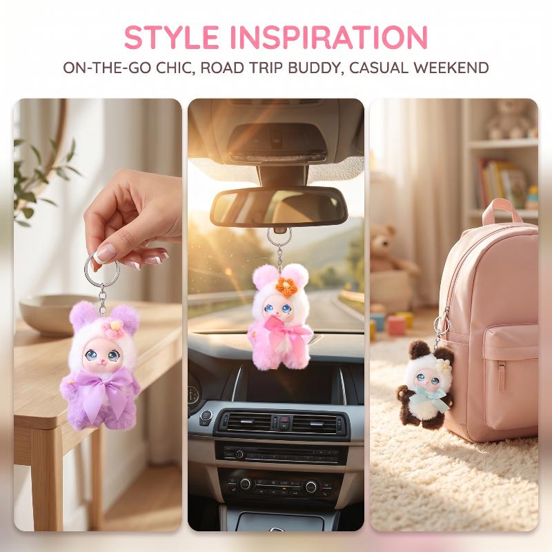 かわいい動物のぬいぐるみキーホルダー 15cm カワイイビニ - Women'S Keychain Accessories のレビューと価格