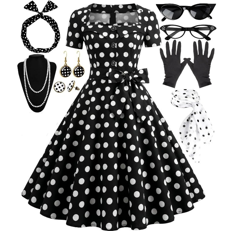 1950年代のエレガントなヴィンテージドレス、女性用、50年 - Women'S Accessories In The 1950S のレビューと価格