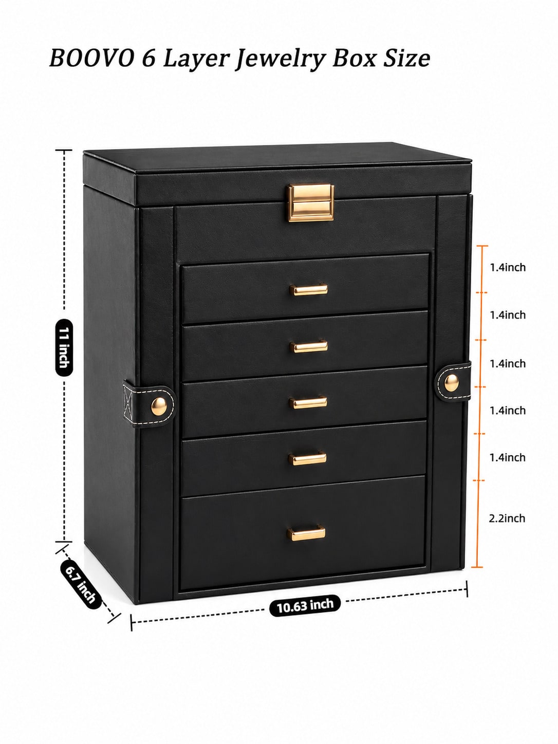1個入り大型6層PUレザー製ジュエリーボックス（鏡付き）、ネ - Women Accessories Drawer のレビューと価格