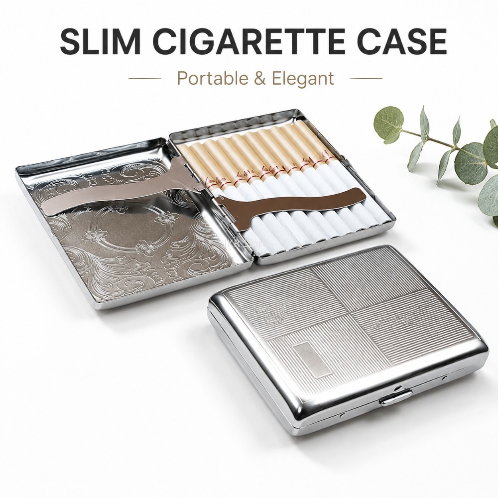 ステンレス製タバコケース エンボス加工 ポータブルメタルケー - Women Accessories Box のレビューと価格
