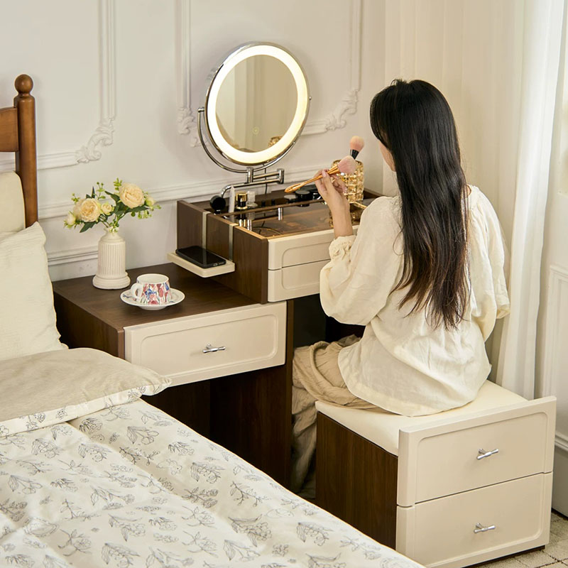 モダンなコーヒー色の化粧台、女性用寝室用化粧鏡、アクセサリー - Women Accessories Drawer のレビューと価格