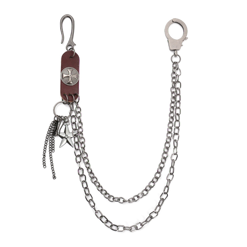 男性と女性のためのパンクスティート牛革キーホルダー,クロスス - Women Accessories Pk のレビューと価格