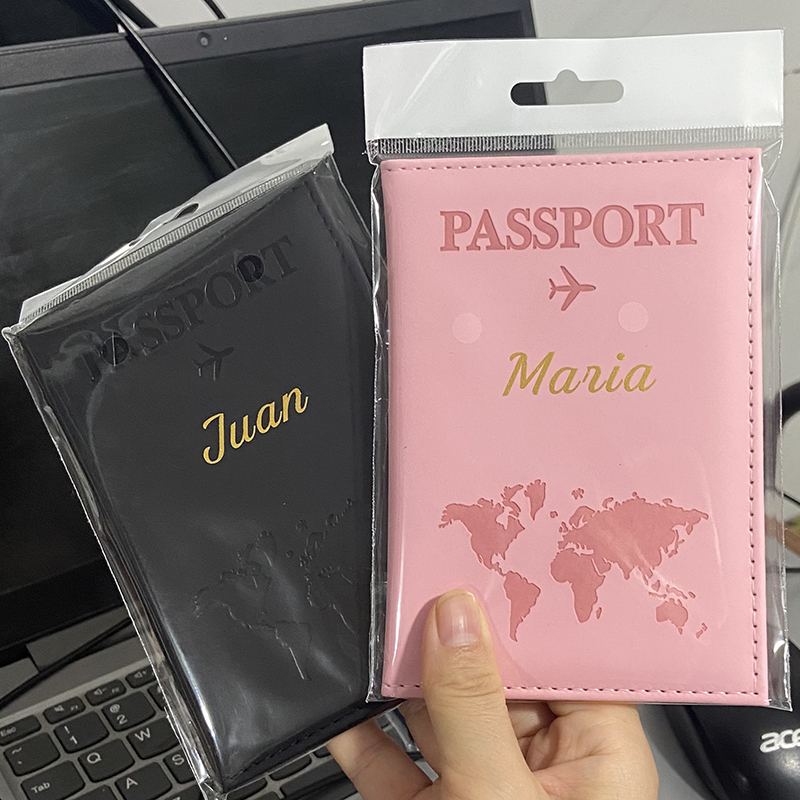 カスタムゴールドカラー名パスポートカバー旅行財布男性女性カス - Women Accessories Business のレビューと価格
