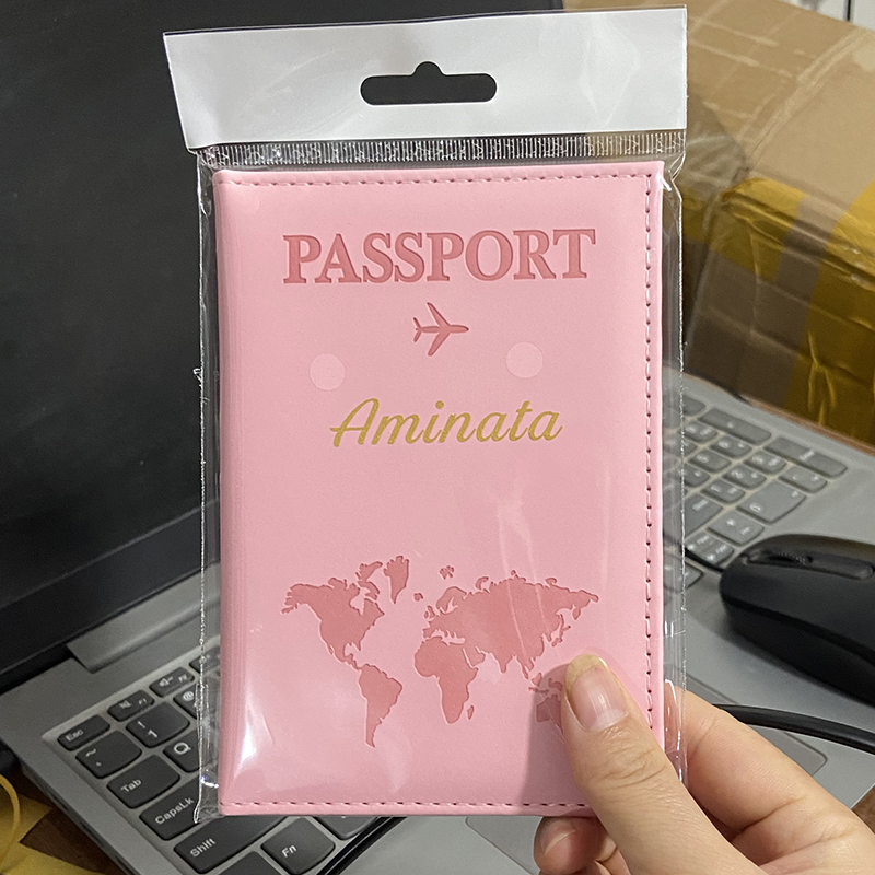 カスタムゴールドカラー名パスポートカバー旅行財布男性女性カス - Women Accessories Business のレビューと価格