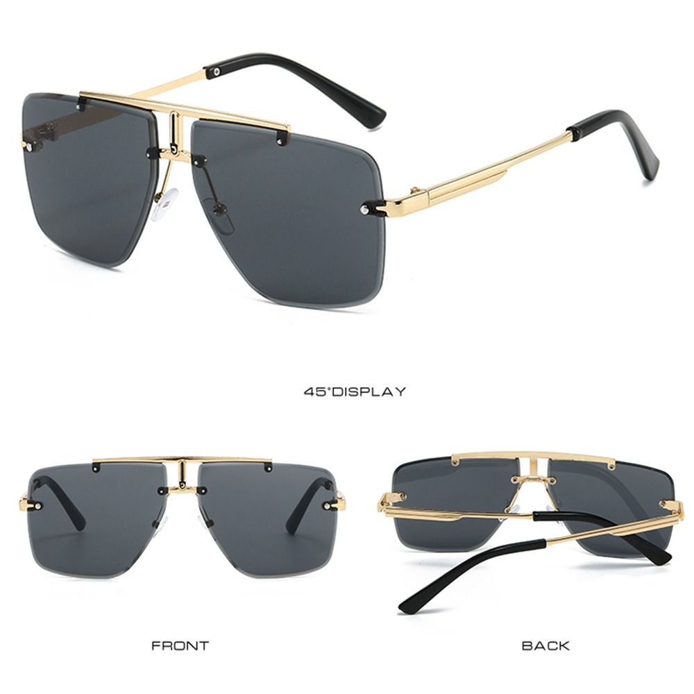 1pc 特大ダブルブリッジサングラスフレームレススクエアフレ - Sunglasses Oversized Square のレビューと価格