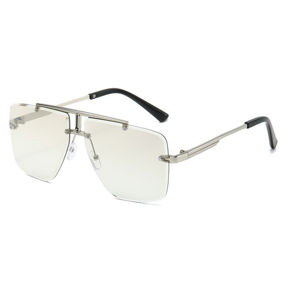1pc 特大ダブルブリッジサングラスフレームレススクエアフレ - Sunglasses Oversized Square のレビューと価格