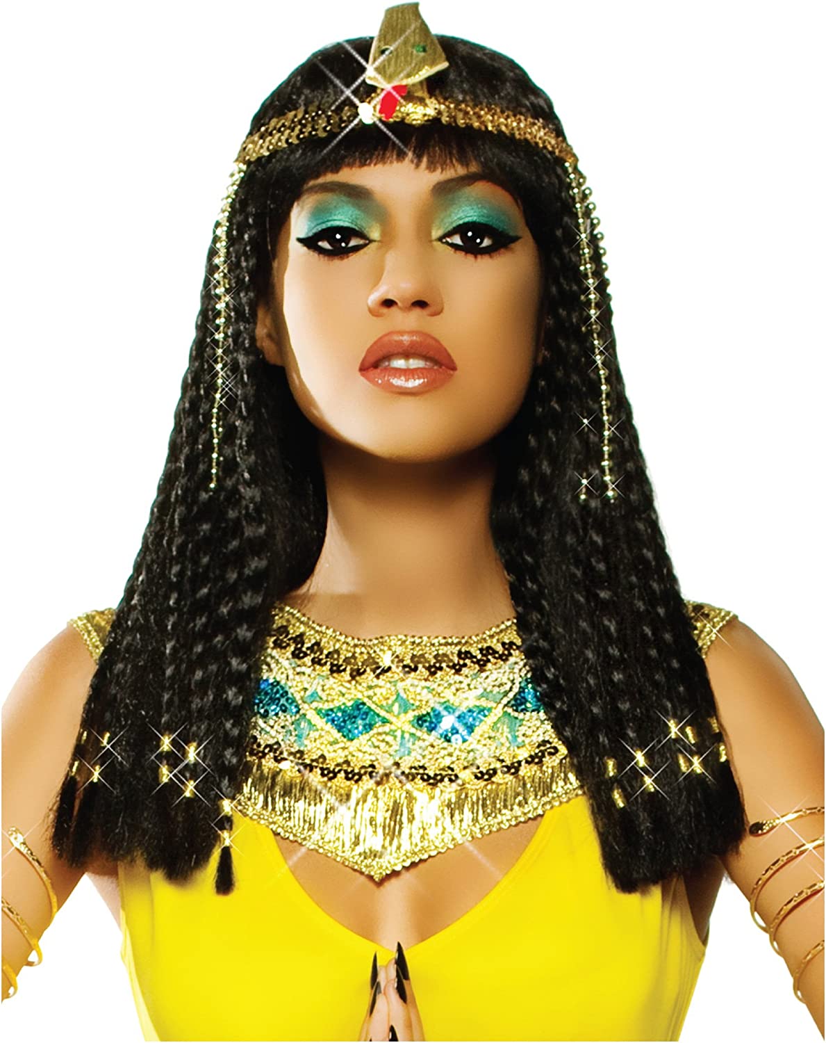 クレオパトラウィッグ女性エジプト女王黒髪ゴールドビーズクレオ - Women Accessories In Egypt のレビューと価格