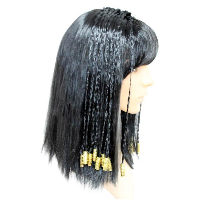 クレオパトラウィッグ女性エジプト女王黒髪ゴールドビーズクレオ - Women Accessories In Egypt のレビューと価格