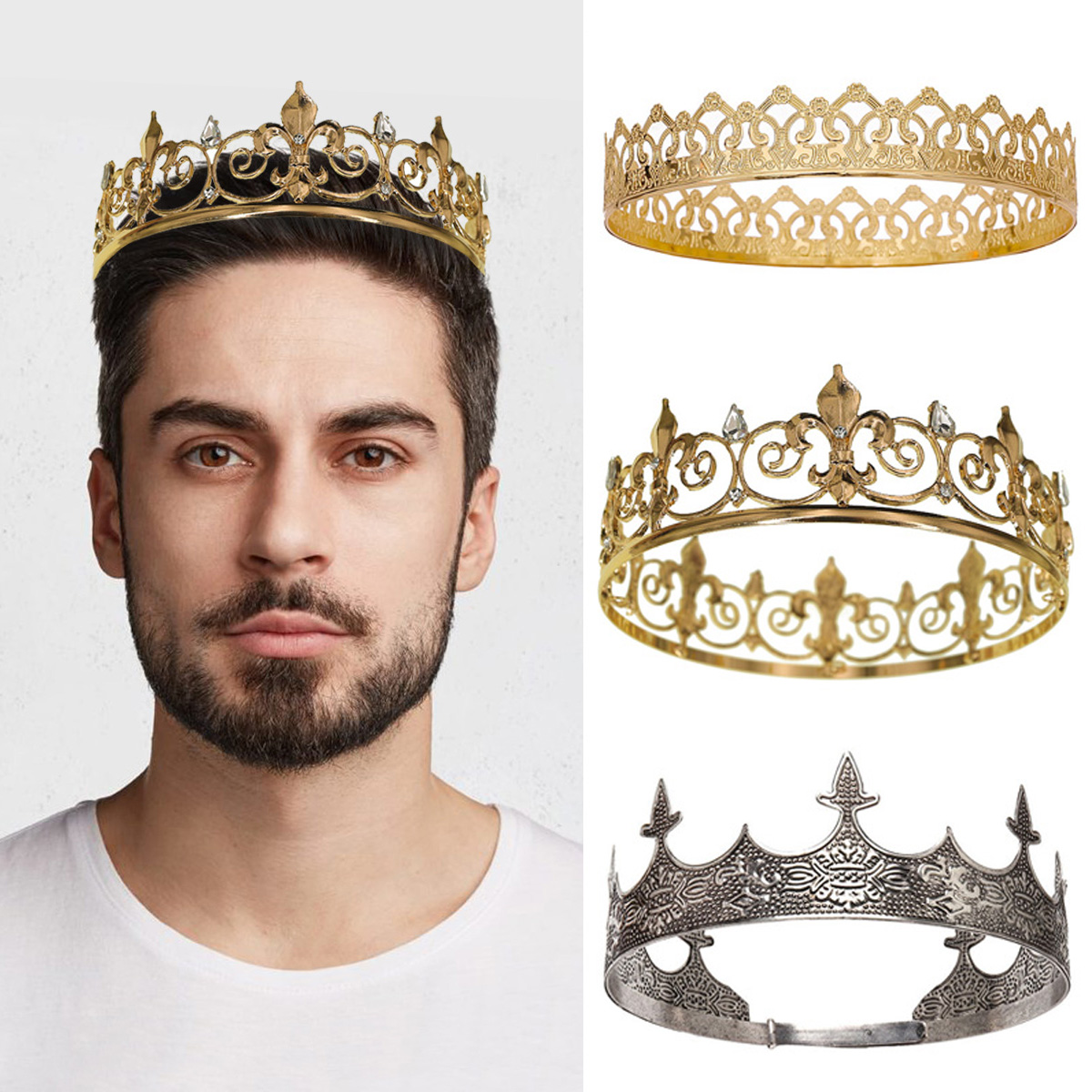 ロイヤルキングクイーンクラウン男性/女性用メタルプリンスクラ - Queen Accessories のレビューと価格