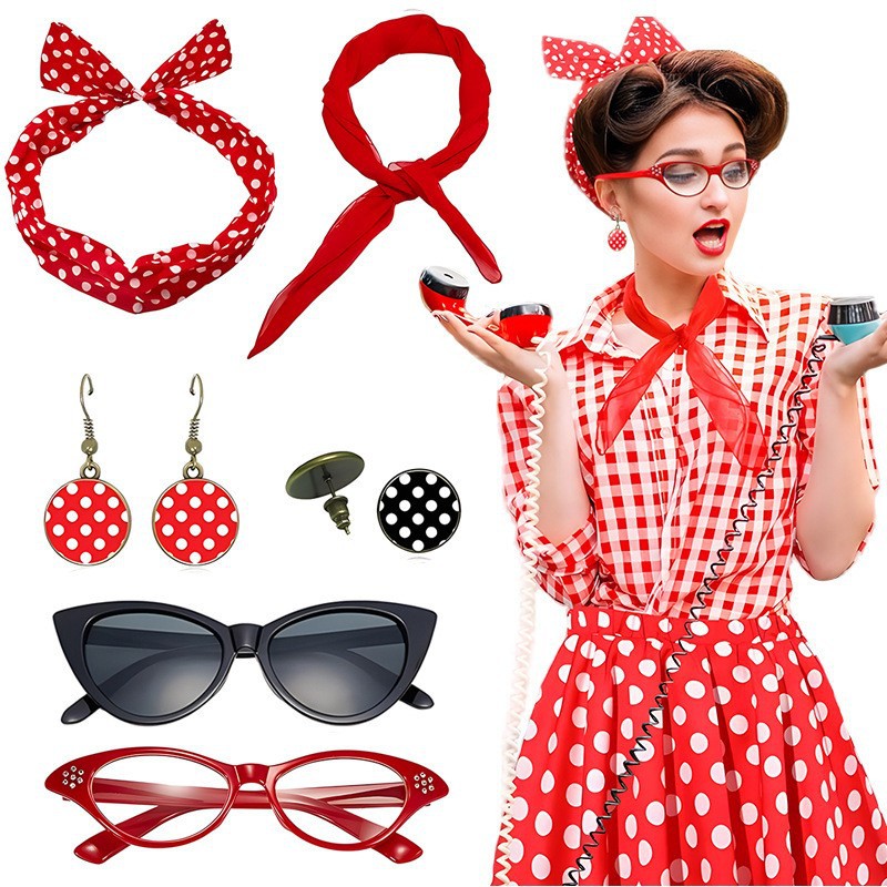 カーニバル 1950S パーティー水玉模様アクセサリーセット - Women'S Accessories In The 1950S のレビューと価格