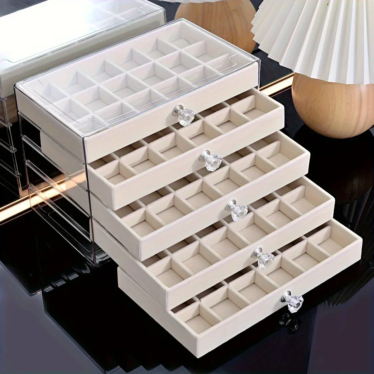 新しい7層グレーのジュエリー収納ボックス、引き出し式デザイン - Women Accessories Drawer のレビューと価格
