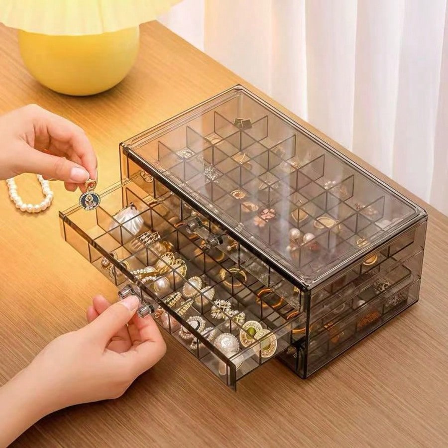 大容量ジュエリーオーガナイザーボックス、3/5段透明引き出し - Women Accessories Drawer のレビューと価格